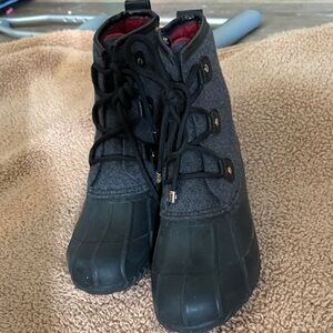 Tommy Hilfiger Black and Gray Winter Boots